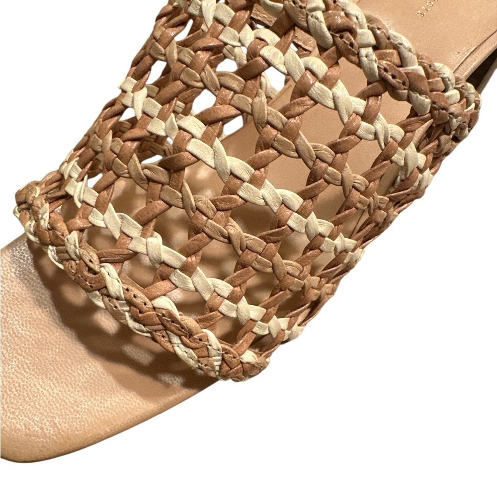 Anthropologie Woven Heeled Mule Size US 10-10.5 EU 41 Neutral Pattern Block Heel - Picture 3 of 15